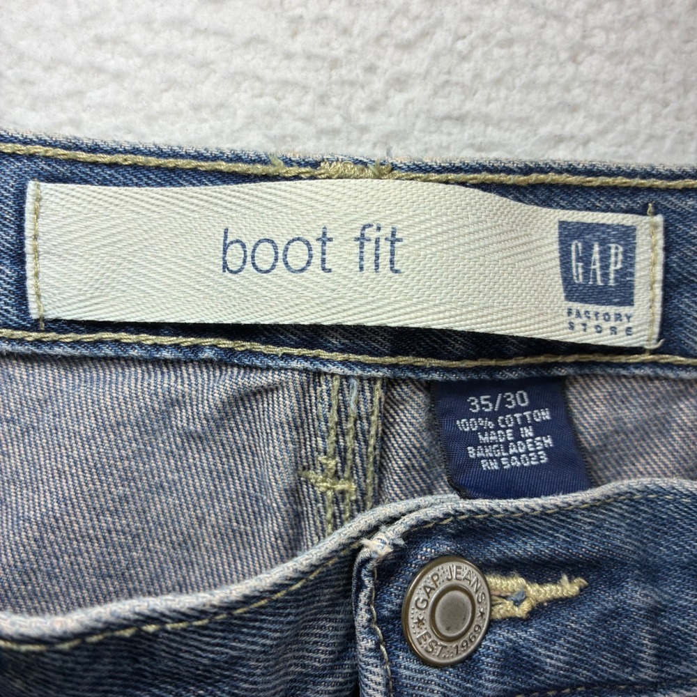Gap Bootcut Jeans Men 35x30 Blue Faded Cargo Denim Vintage Casual Y2K Wide‎ - Picture 4 of 8